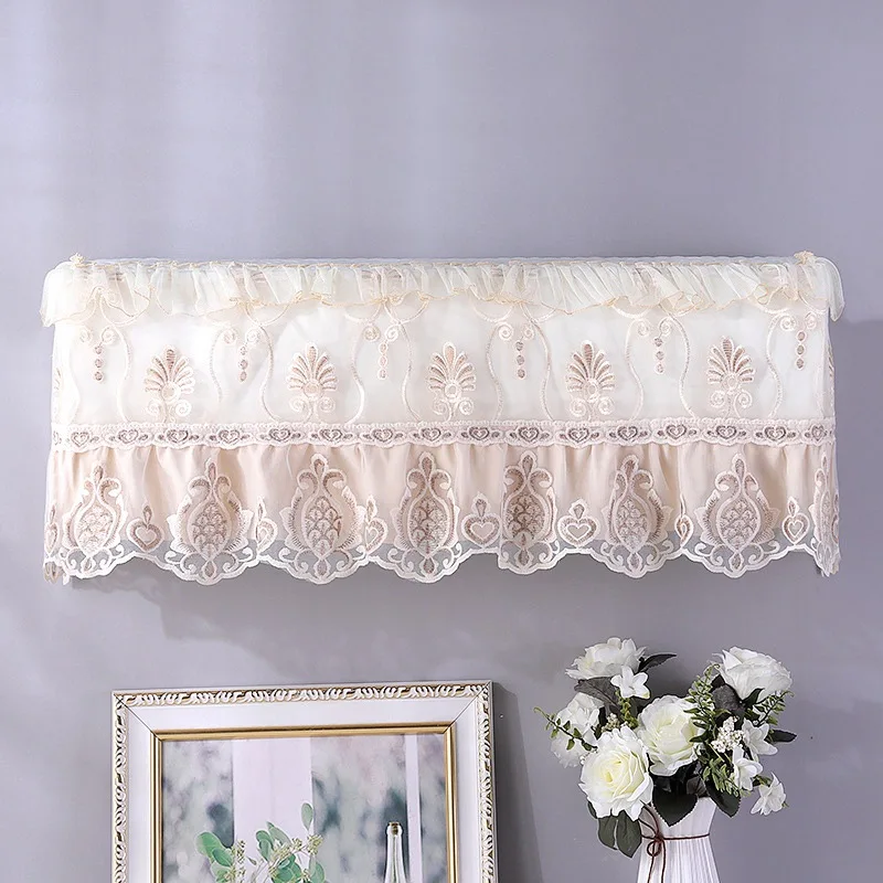 Beige Кружевная Крышка Кондиционера, декоративная крышка для кондиционера, Настенный Чехол для кондиционера, цветочный альпинистский Декор - Цвет: Beige