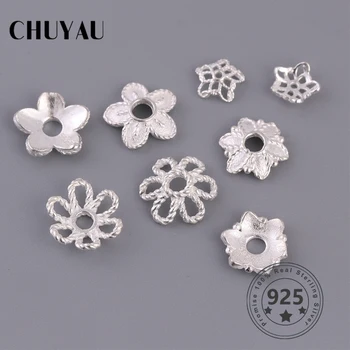 

Chuyau Simple 925 Sterling Silver 2pcs Bead Caps Hollow Clover Flower Tassel End Cap DIY Women Jewelry Making Accessories