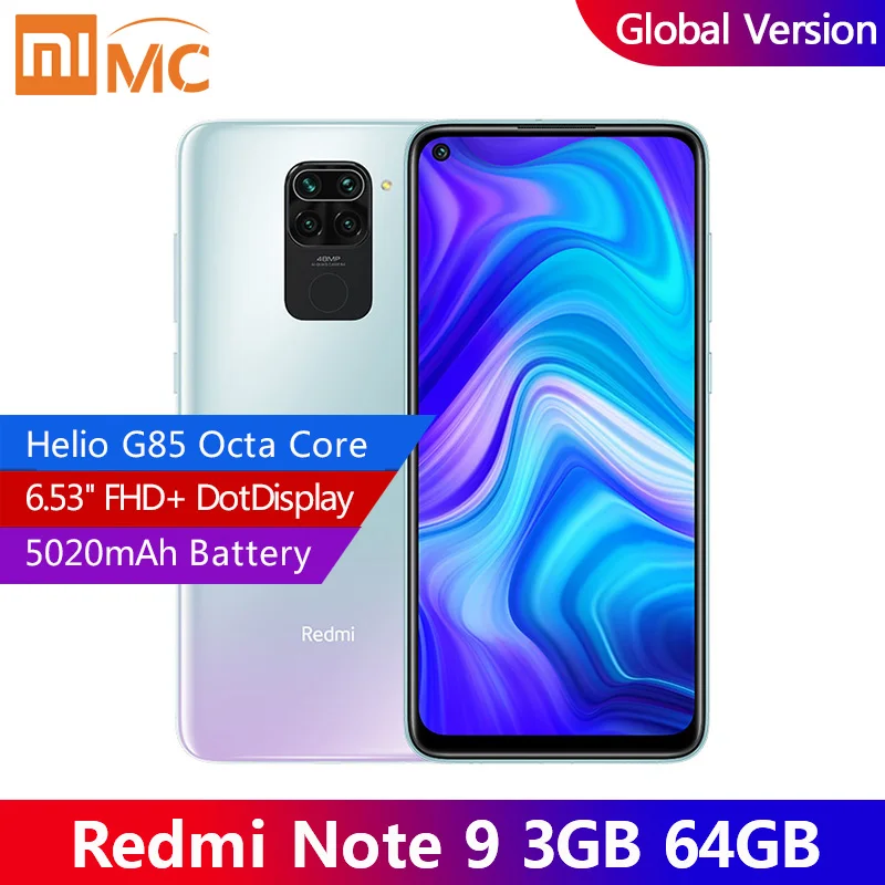 Глобальная версия смартфона Xiaomi Redmi Note 9 6 53 &quotDotDisplay 5020 мач 3 гб 64 восьмиядерный
