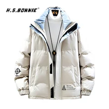 H. S. BONNIE новые модные зимние куртки мужские парки Anorak мужская повседневная верхняя одежда цвета хаки черные мужские пальто Winterjas Heren