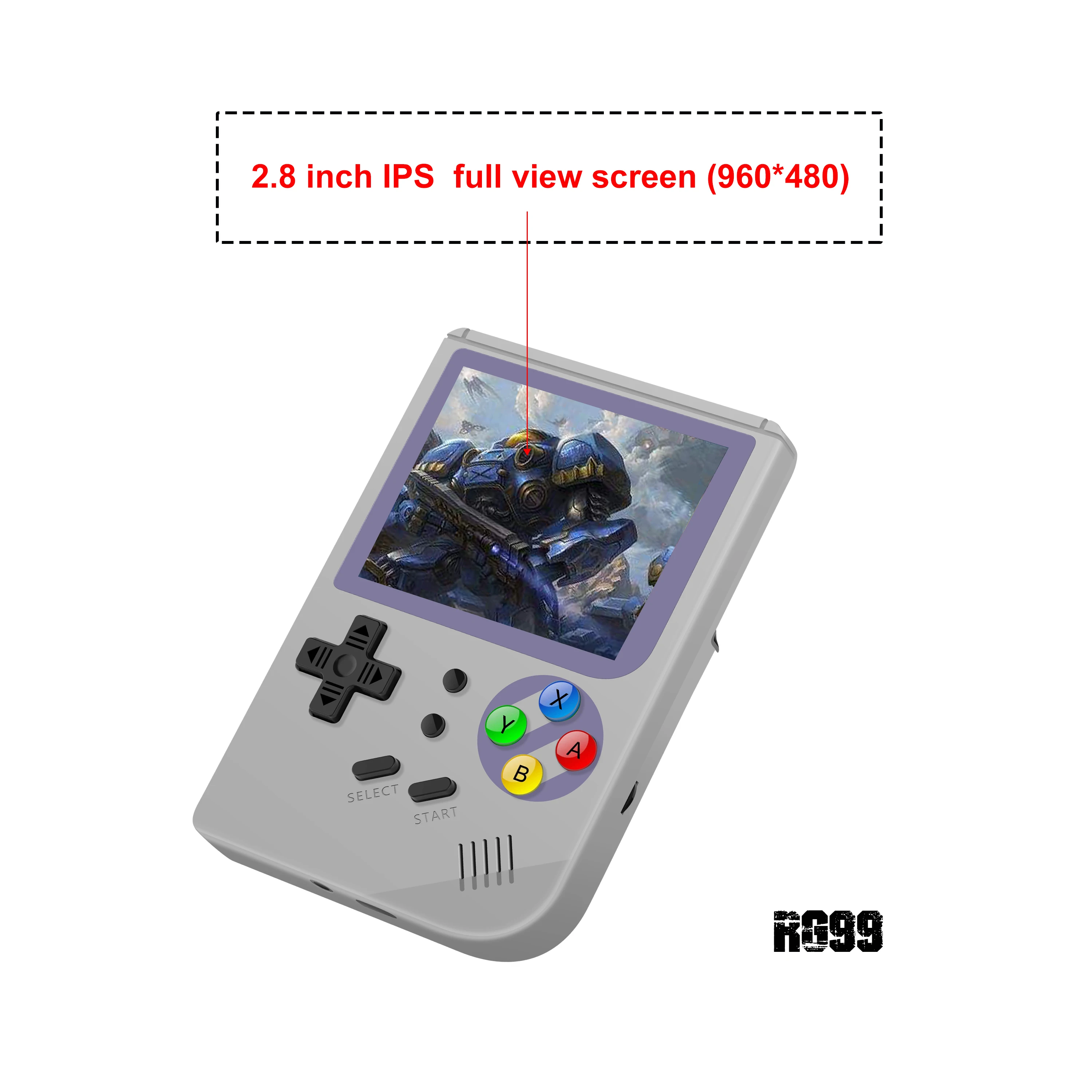 Консоль игровая HEYNOW RG99 2 8 дюйма IPS 169 игр 16/32 ГБ|Портативные игровые консоли| |