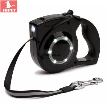 

4m Reflective Dog Leash Automatic Retractable Nylon Dog Leash With LED Pet Dog Leads Leash For Running and Walking Traction Rope