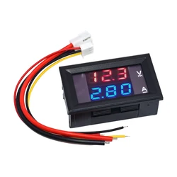 Dc 0 100v 10a digital voltímetro amperímetro display duplo detector de tensão medidor de corrente painel amp volt calibre vermelho azul led 0.28"