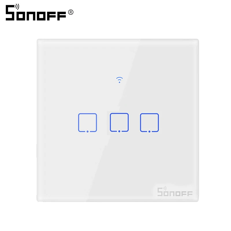 SONOFF T2 UK 3C Умный светильник SONOFF T2 EU/US/UK TX, настенный выключатель, панель сенсорного/Wifi/433 mhz/Eweilink/RF/APP, беспроводной пульт дистанционного управления Google Home - Комплект: SONOFF T2 UK 3C