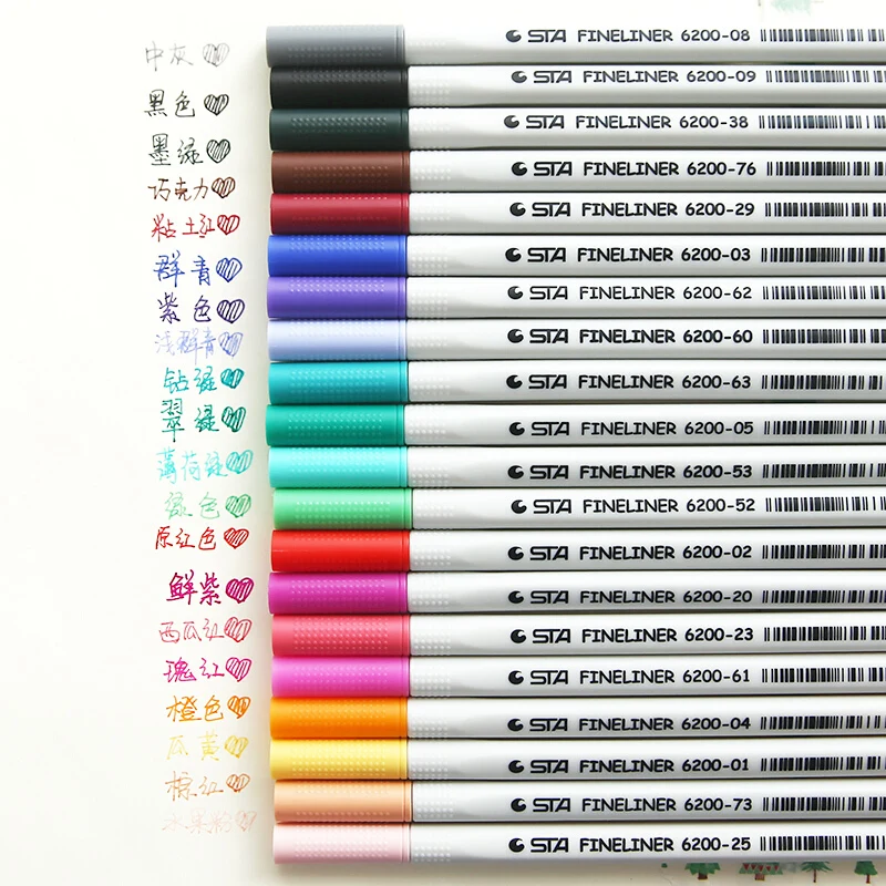 26 Colors Fineliner Pens 0.4mm Ultra Fine Tip Colored Pen Watercolor Based Micron Ink Marker Set Perfect for Sketch Drawing | Канцтовары