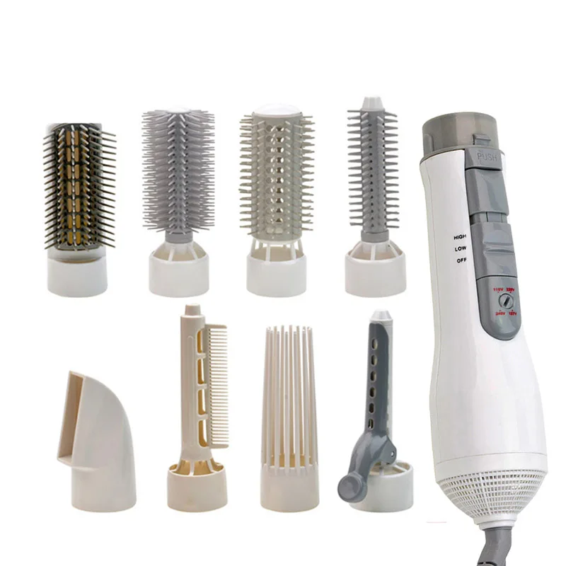 

8-In-1 Multi-Function Professional Style Electric Hair Dryer Hair Dryer Set Curler Shape Brush Comb Hot Air EU Plug