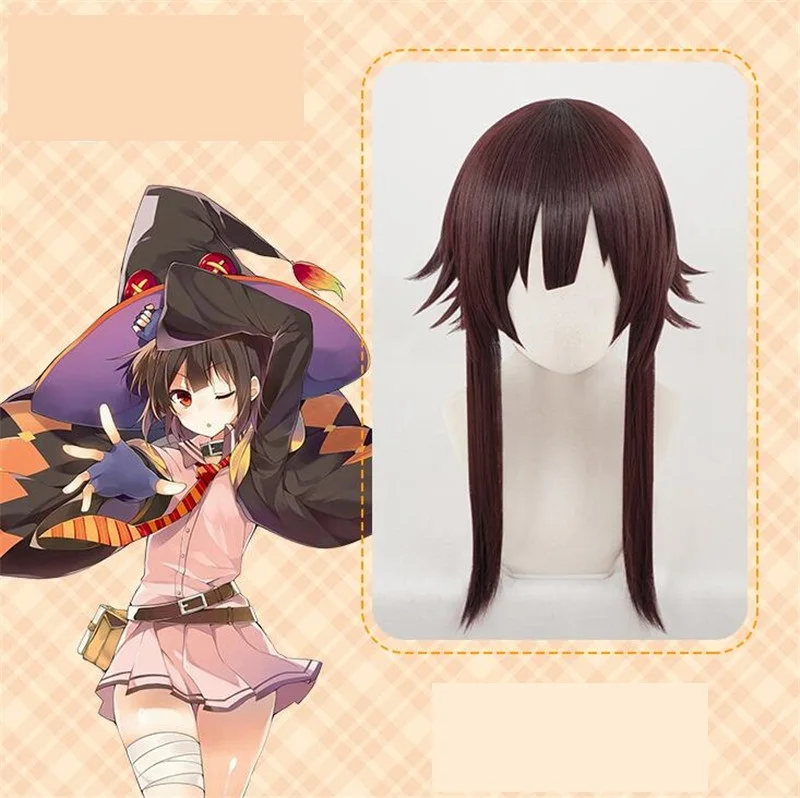 

50cm Long KonoSuba God's Blessing on this Wonderful World Megumin Cosplay Wig Halloween Role Play Costume Party Hair