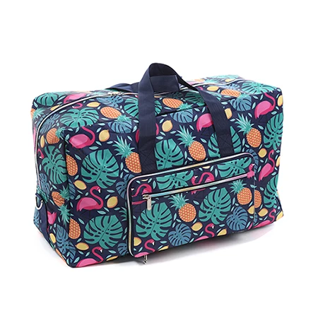 Foldable Travel Bag Women Large Capacity Portable Shoulder Duffle Bag Cartoon Printing Waterproof Weekend Luggage Tote Wholesale - Цвет: monstera deliciosa