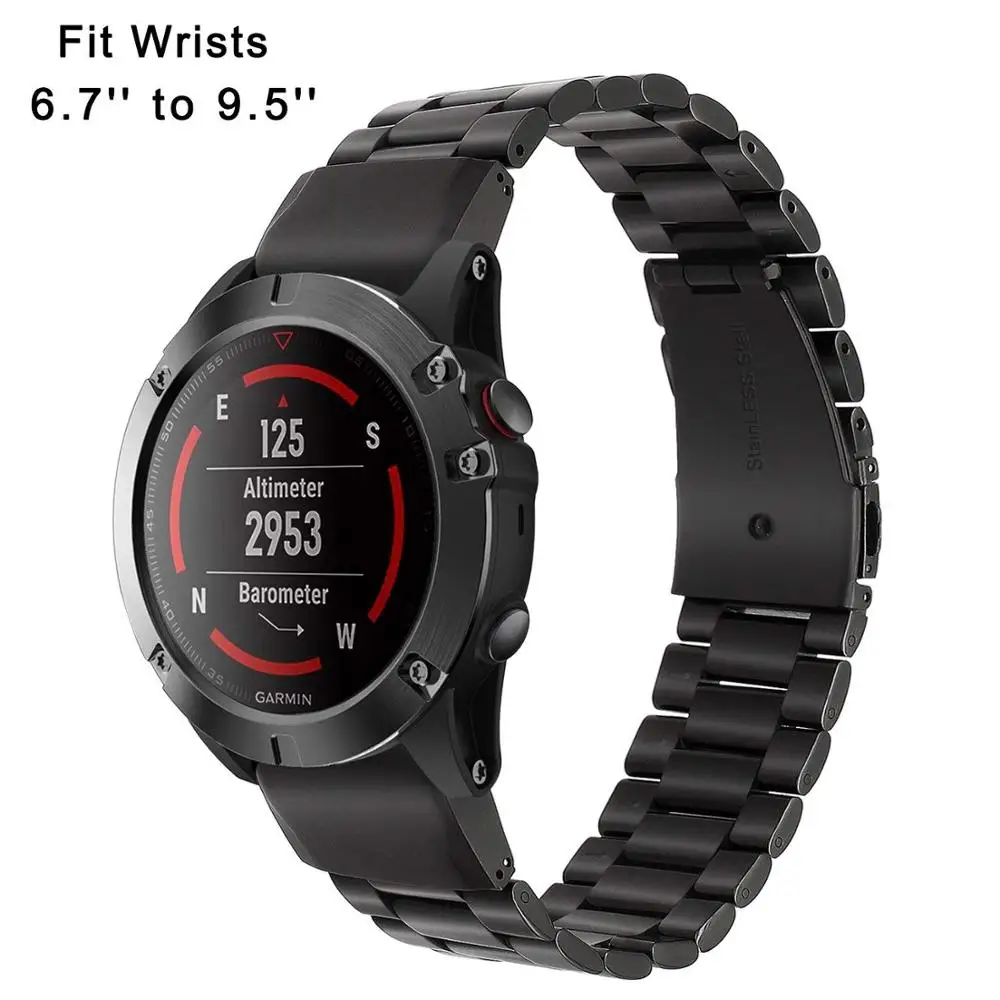 Ктаб Fenix 5X Band, Нержавеющая сталь металлический ремешок для наручных gps-часов Garmin fenix 5S/5/5X Quick Release Easy Fit 26 мм/22 мм/20 мм металлический ремешок
