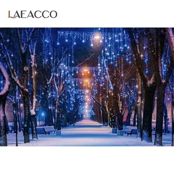 

Laeacco Christmas Festivals Decor Street Garlands Happy New Year Celebration Winter Scenic Photo Backdrop Photography Background