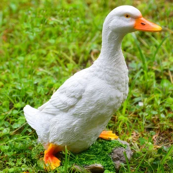 

Big deal Realistic Outdoor Garden Resin Artificial Simulation Duck Model Sculpture Garden Pond Statues Decor Crafts-White M