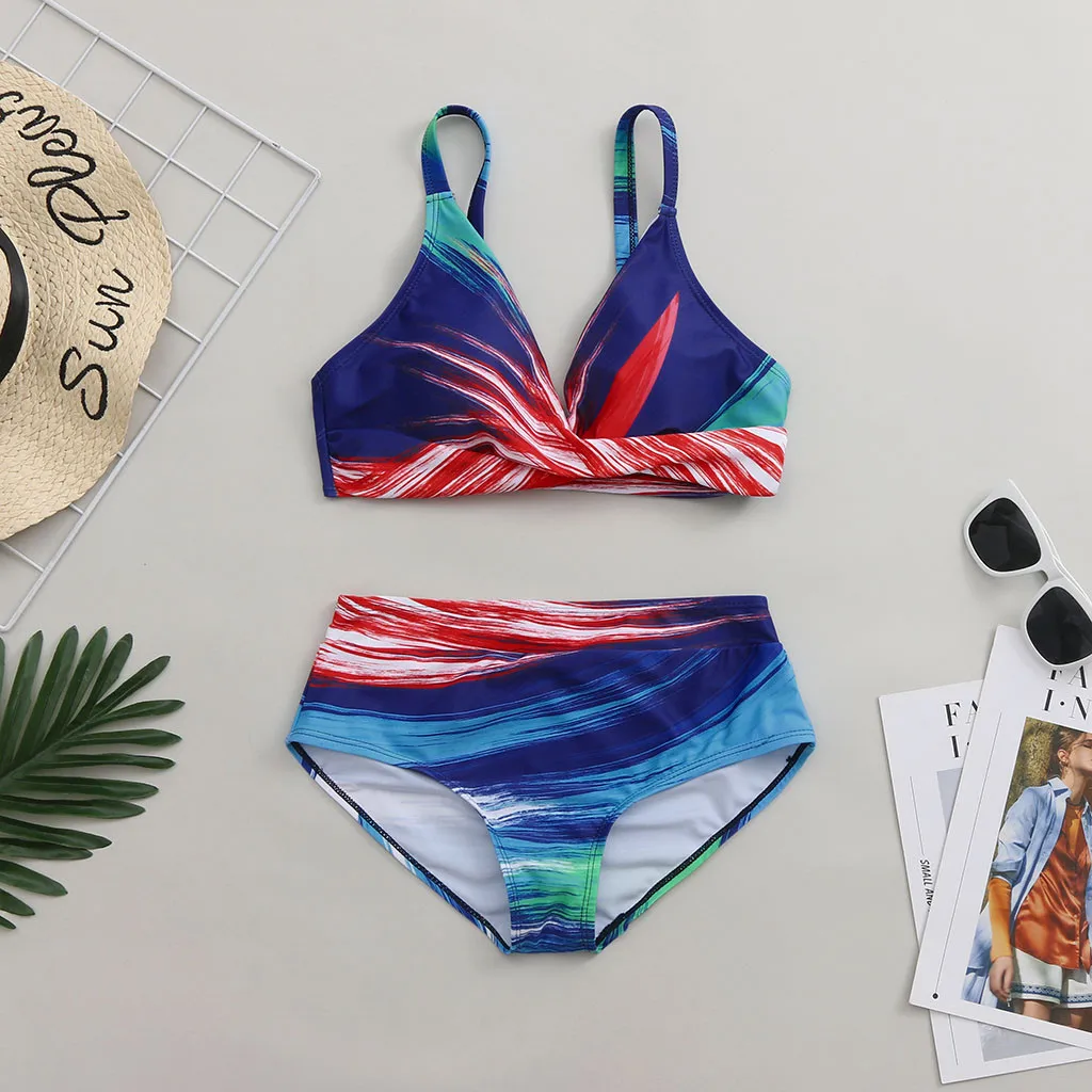 Женский купальник с завышенной талией Раздельный градиентным принтом в стиле