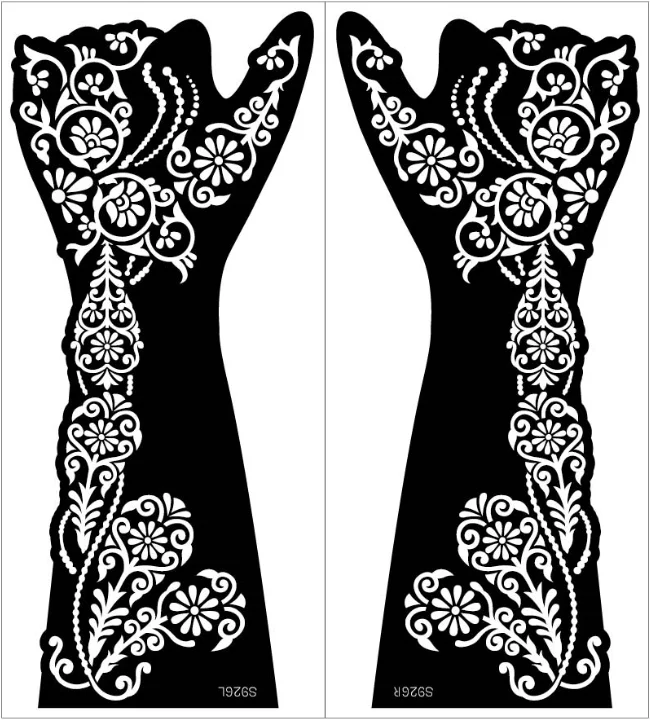 Henna tattoo stencils 2 sheet Hand Finger Body Paint Henna Tattoo Templates Stencil DIY Indian Style