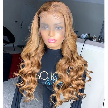 

Mongolian Honey Blonde Gluless Full Lace Human Hair Wigs with Baby Hair 150Density Body Wave Deep Part 13x6 Lace Front Wigs Remy