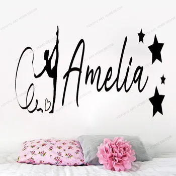 

PERSONALISED name Gymnastics pose ballerina ballet dancer stars girls kids bedroom Wall Art Vinyl Decal Sticker yw-563