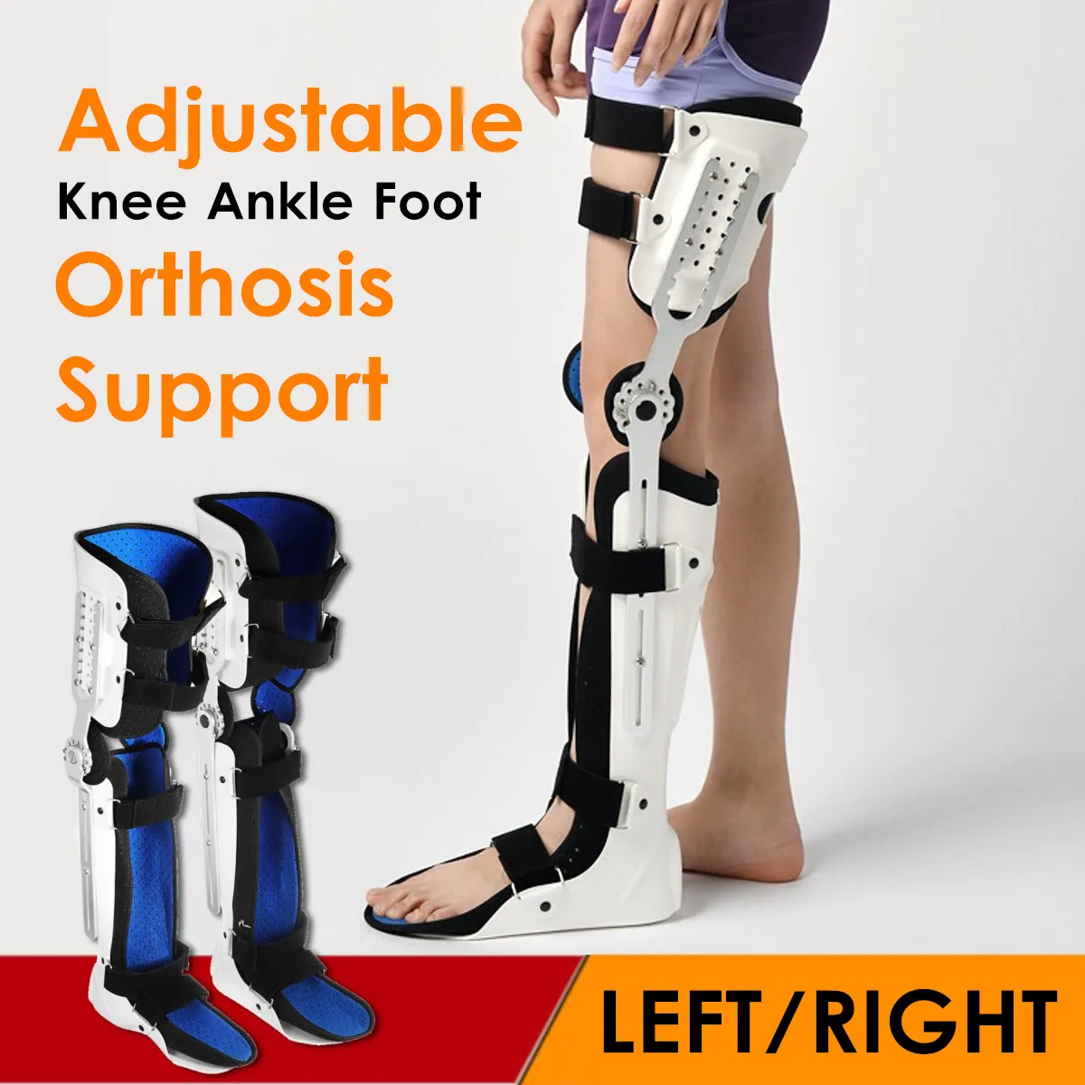 

Calf Ankle Foot Fixed Bracket Orthosis Knee Ankle Leg Stabilizer Hinged Orthosis Support Brace Adjustable Fracture Protector