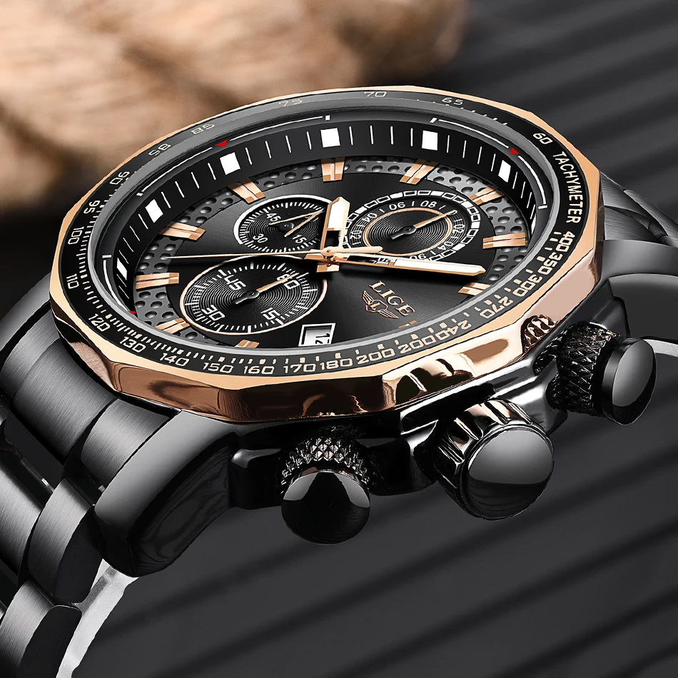 Relogio Masculino, новинка, модные брендовые мужские часы LIGE, полностью стальные бизнес кварцевые часы, военные спортивные водонепроницаемые часы для мужчин