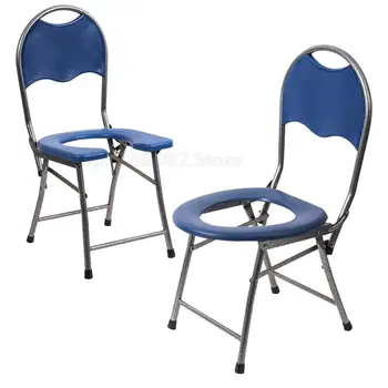 

Cheap Simple Toilet Chair with Backrest Foldable Potty Chair Portable Mobile Toilet Seat For Elderly 150kg Bearing