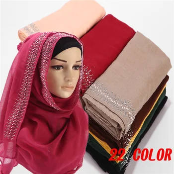 

Women Pearl Rhinestone Hijab Muslim Head Wrap Shawls Long Lightweight Scarves For Evening Dresses Wedding Shiny Scarf
