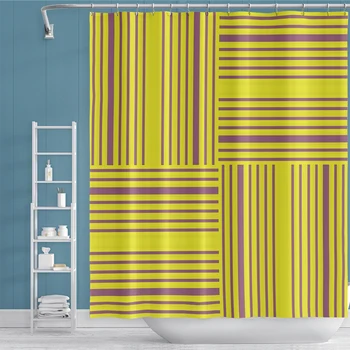 

Cassisy Fashion Nordic style Striped Printed Shower Curtains For Bathroom Waterproof Polyester Curtain With Hooks Curtains