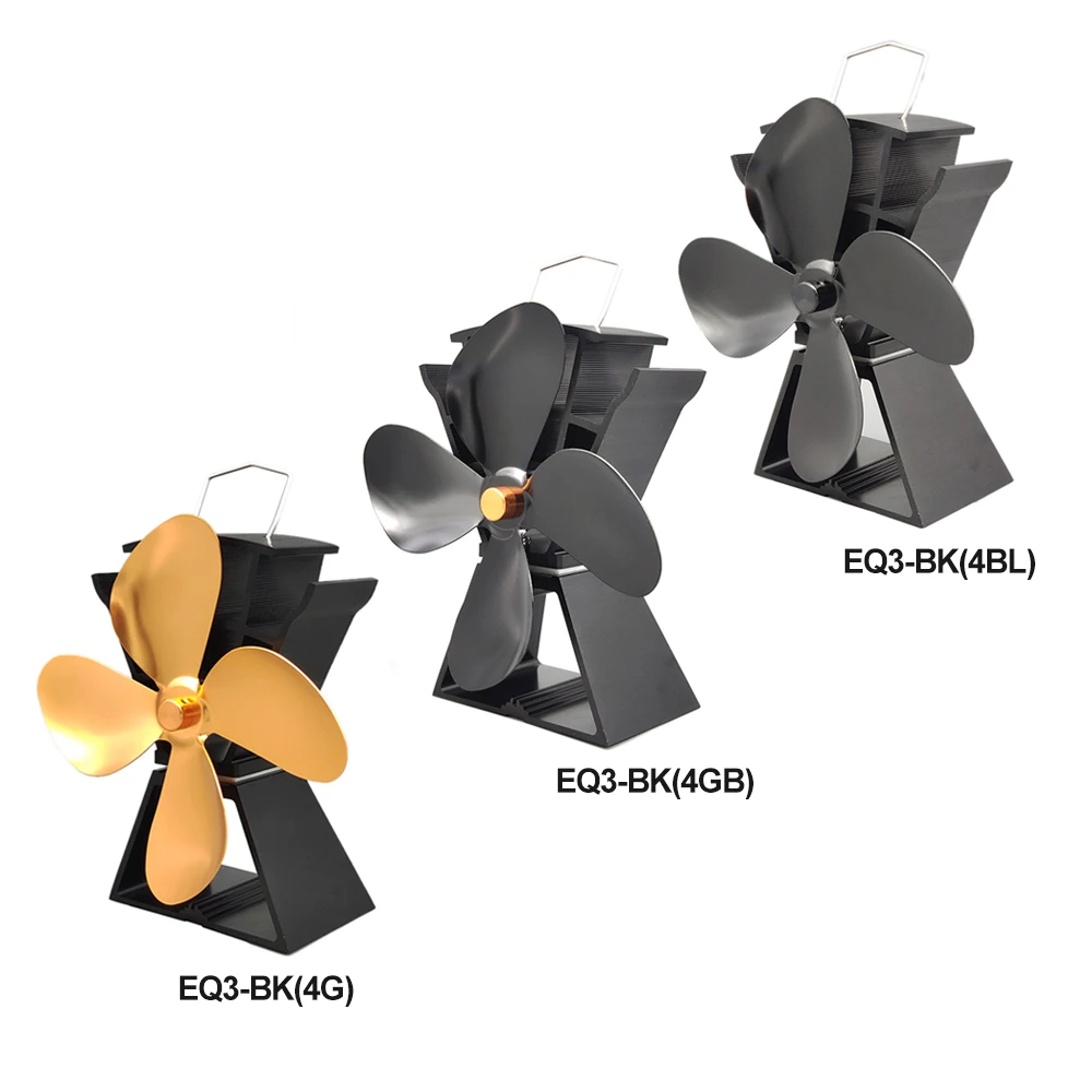 

Hot Household Quiet Fireplace Fan 4 Blade Heat Powered Stove Fan Home Efficient Heat Distribution Warm Winter Fireplace Parts