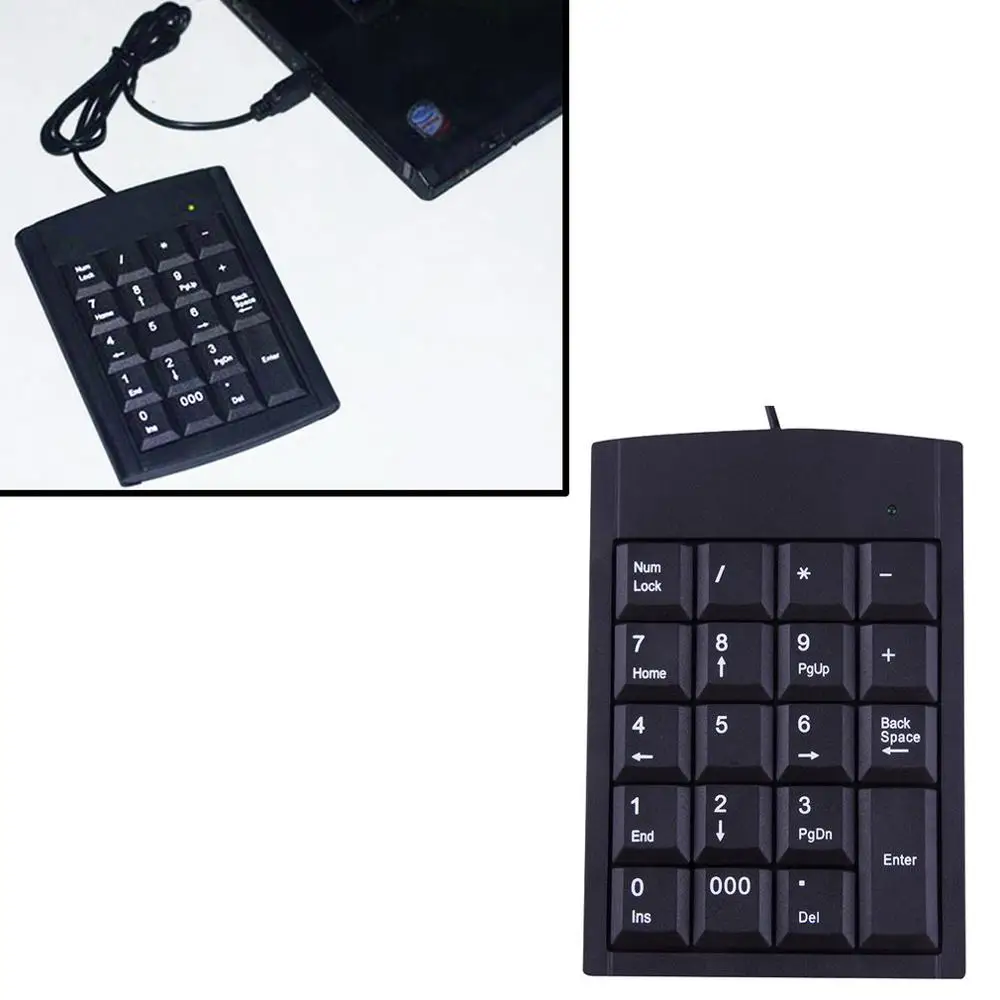 Мини USB клавиатура Проводная цифровая адаптер 19 клавиш для ноутбука Windows 2000 XP Vista 7