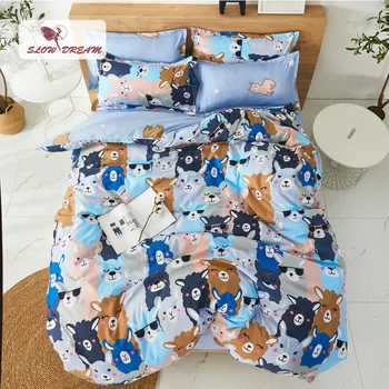 

SlowDream Child Adult Bedding Set Cartoon Sheep Duvet Cover Set Flat Sheet Pillowcase Bed Linen Set Quilt Cover Bedclothes k