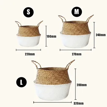 

New Belly Seagrass Storage Basket Flowers Plant Pot Planter Laundry Fruits Bags Clothing Sundries Organizer Foldable Shopping Ba