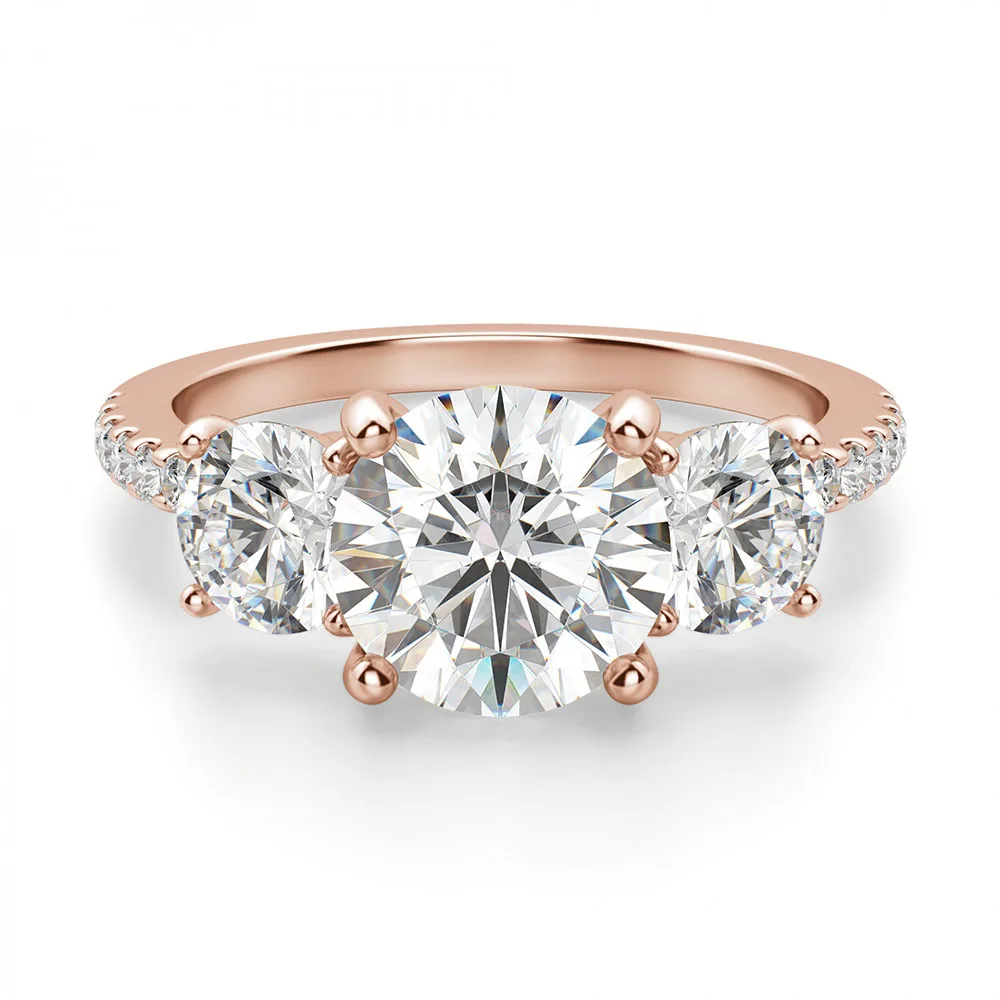 Белый 14K розовое золото или белое золото центр 3ct 9 мм F цвет Moissanite 5.1CTW три камня акцентированное обручальное кольцо для женщин - Цвет камня: Белый