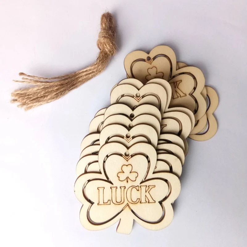 10 шт деревянные Luck незавершенные DIY ирландский день Святого Патрика Shamrock подвесные предметы интерьера подарок