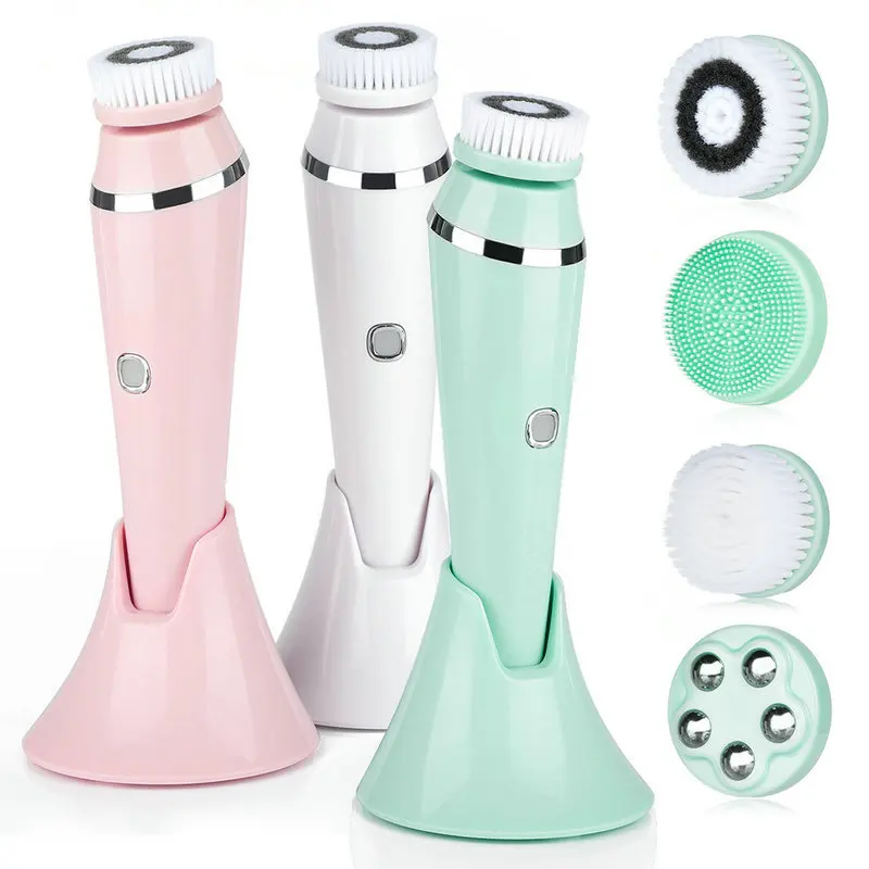 4 i 1 elektrisk ansiktsrensebørste Oppladbar vanntett Spin Sonic Exfoliator Face Scrubber Cleanser Sk_voghion.com