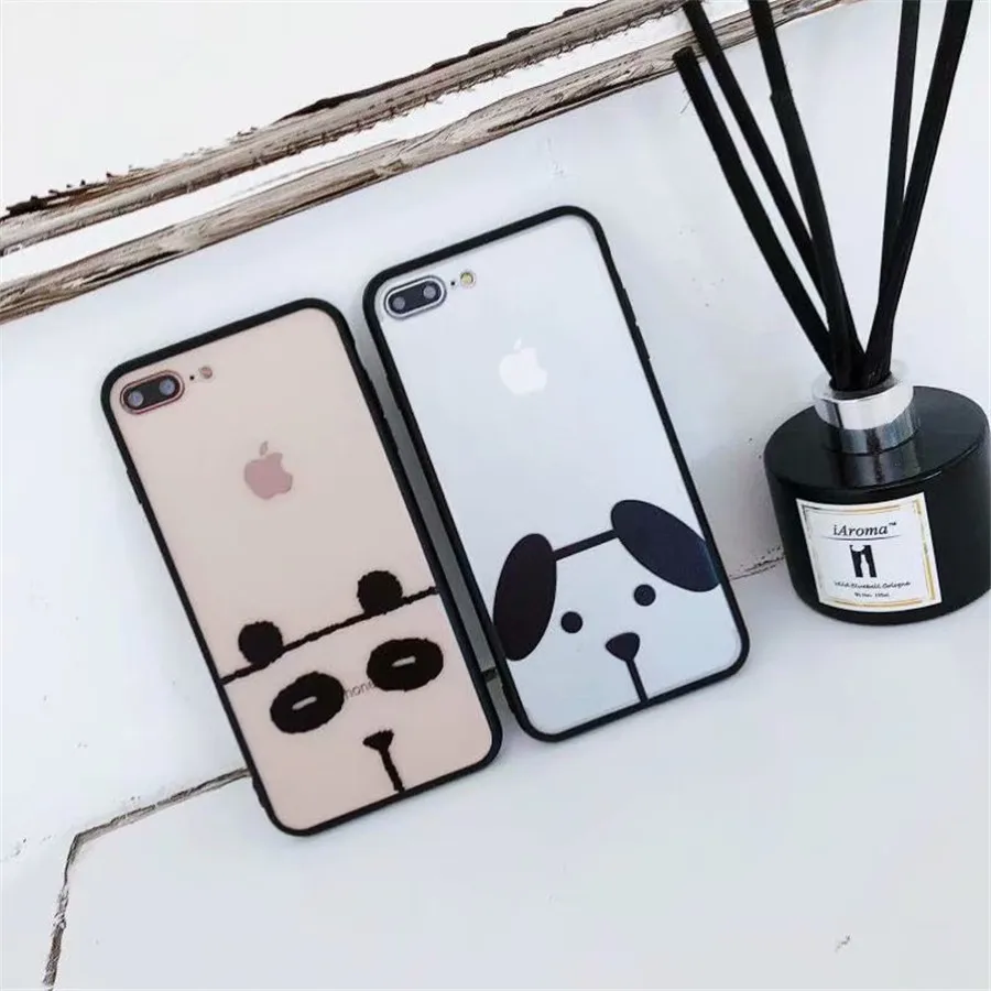 

Cute Animal Panda Cat Dog Case For iPhone XR XS MAX X 8 7 Plus Case Acrylic Transparent For iPhone 6 6s Plus 5 5S SE Cover Coque