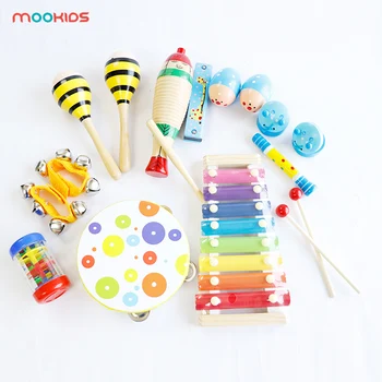 

14 baby toy musical instrument set baby wooden musical instrument set children's drum and harmonica toys interest cultivation