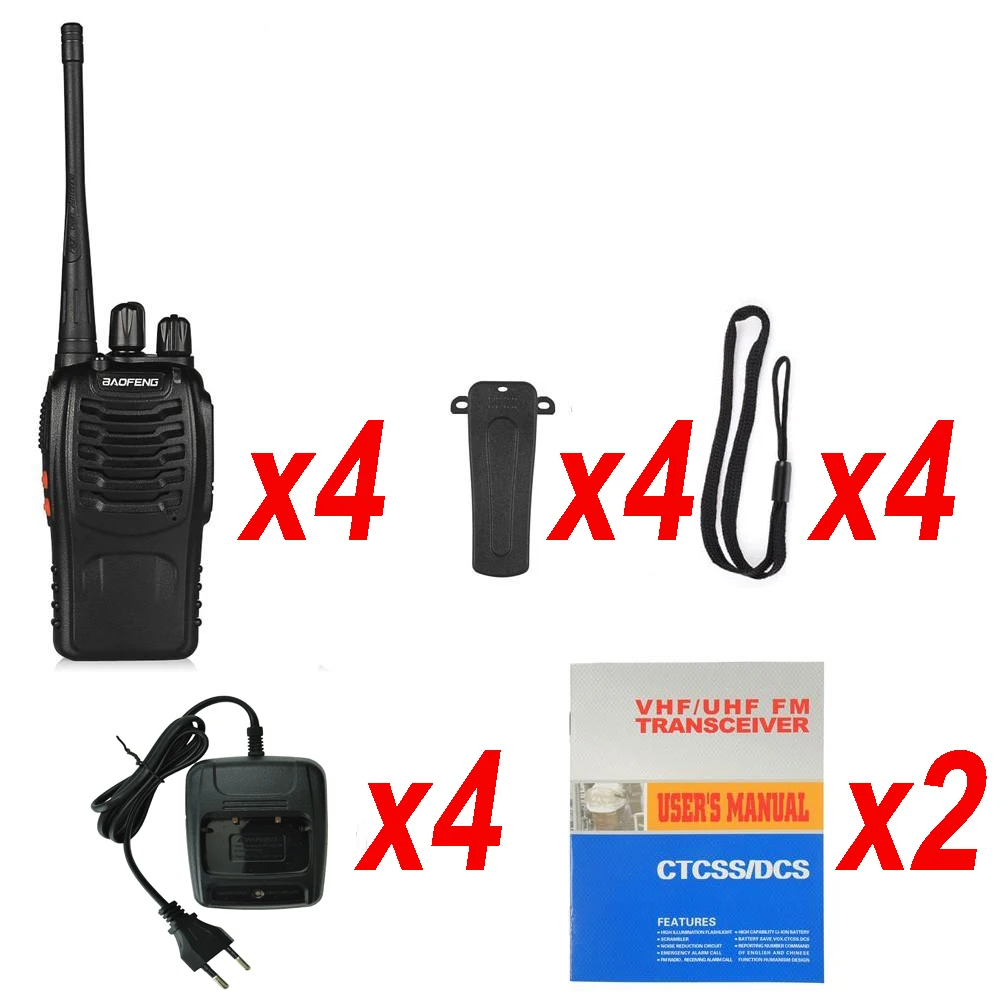 4pcs Original Baofeng BF-888S Walkie Talkie Set Walki-talki Two Way Transmitter Transceiver UHF Radio For Hunting Outdoor Worker walkie talkie Walkie Talkie