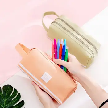 

Pure Color Bag School Student Stationery Box Large Capacity Double Zipper Pouch Zipper Window Humane and Intimate Design