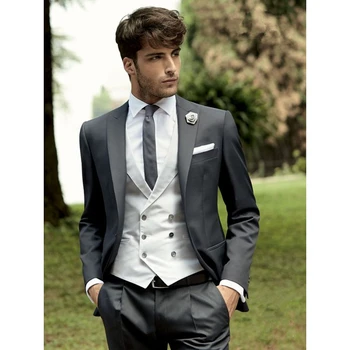 

Custom Made New Italian Black Men Suits Slim Fit 3 Pieces Groom Tuxedos Men Blazer Wedding Suits For Men (Jacket+Pant+Vest)