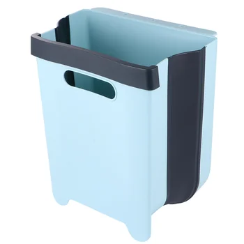 

1 Pc Wall Mounted Folding Trash Can Garbage Bag Hanging Storage Box Garbage Bin Waste Paper Basket For Home Kitchen (Sky-blue)