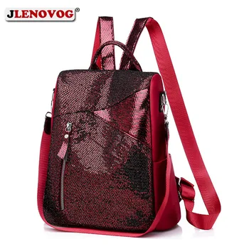 

Women Black Sequin Simple Backpack Ladies Convertible Anti-theft Backpack Purse for Women 2019 Luxury Girls Rucksacks Back Pack