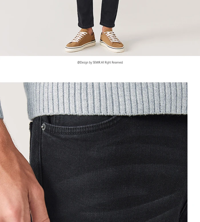 SEMIR джинсовые брюки мужские зимние модные тонкие ноги брюки Корейская версия тренд Досуг узкие брюки стрейч комфорт мужские джинсы