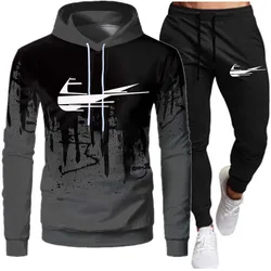 Outono inverno 3d hoodies calças conjuntos de lazer roupas esportivas masculinas treino topos calças ternos venda quente