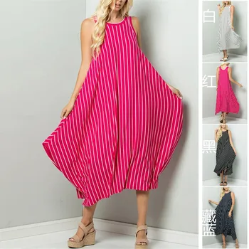 

Madam clothing OWLPRINCESS 2020 Women's New Sleeveless Striped Irregular Vest Dress