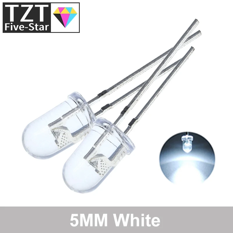 10/20/100PCS LED Transparent Runde 3MM 5MM Super Helle Wasser Klar Grün Rot Weiß gelb Blau Licht LED-Lampen Emittierende Diode – Detail 8