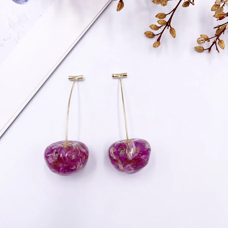 Korean Sweet Cherry Earrings Long statement Earrings for Women Acrylic Resin Colorful Fruit Dangle Earring Red Blue Pink Cherry