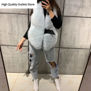 

natural fur vest women real fur gilet fox fur vest
