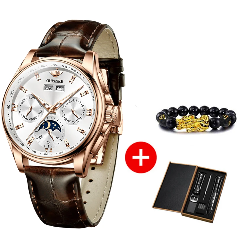 OUPINKE Men luxury watch For Man men's Top Brand Mechanical Wrist Watches Sapphire Glass Waterproof Automatic Watch Men Gift Set 
