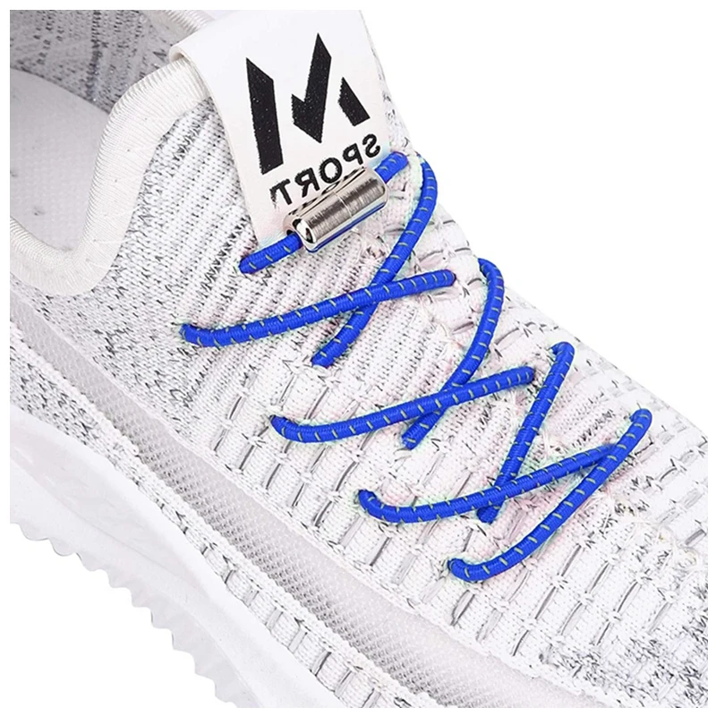 

Elastic Shoelaces Reflective No Tie Shoelace Child Adult Unisex Convenient Quick Lock Lazy Laces Metal Tip Round Shoe Lace
