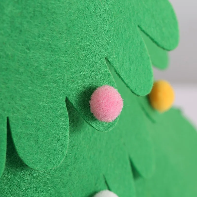 Wine Bottle Cover With Pom Poms/Dot Christmas Tree Design For Xmas Party Holiday Dinner Table Decorations