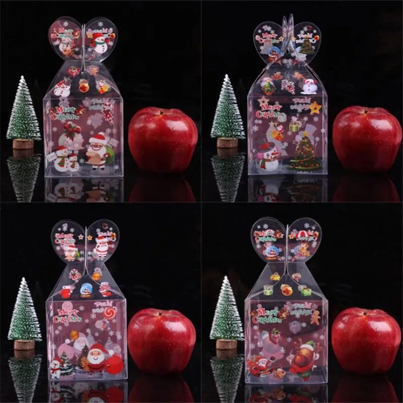 Рождественская коробка для конфет, прозрачная пвх пластиковая коробка, рождественский подарок, вечерние подарочные коробки, мультяшная