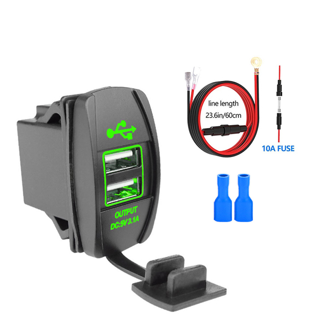 Dual USB Socket Adapter Car Charger USB Port 3.1A Car USB Charger Power Adapter Waterproof Car Electronics Accessories