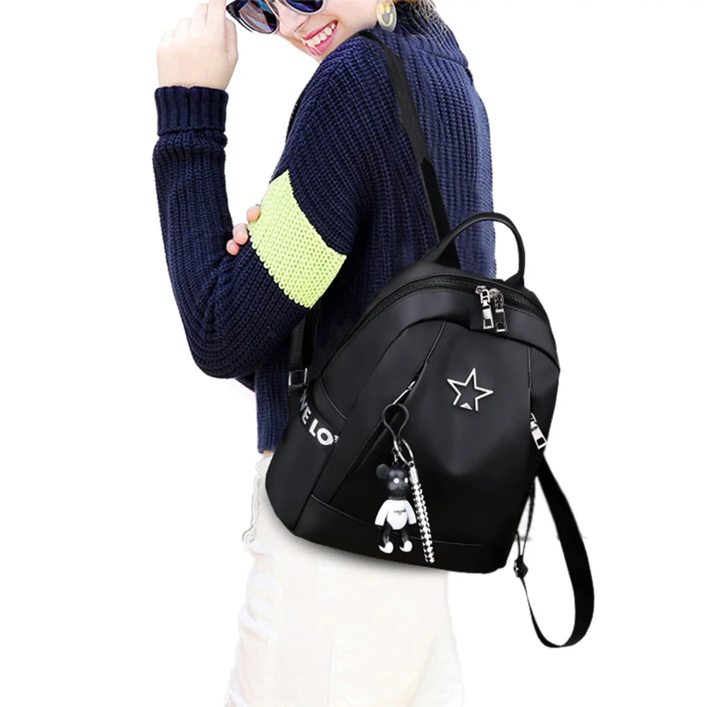 Модный женский рюкзак для путешествий, одноцветная школьная сумка, ткань Оксфорд, трендовая сумка через плечо, рюкзак для девушек, рюкзак черный